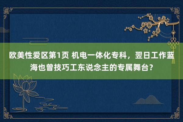 欧美性爱区第1页 机电一体化专科，翌日工作蓝海也曾技巧工东说念主的专属舞台？