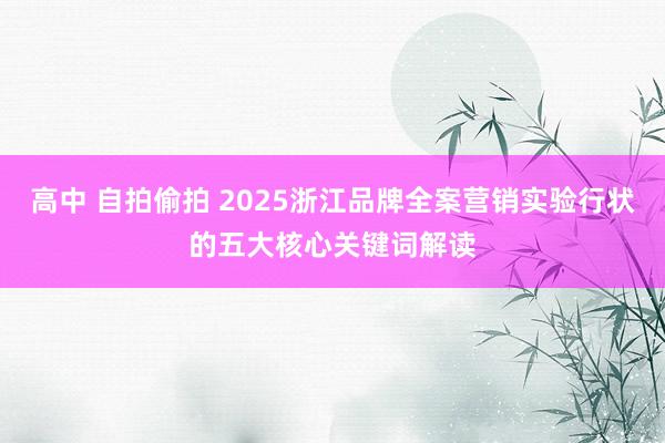 高中 自拍偷拍 2025浙江品牌全案营销实验行状的五大核心关键词解读