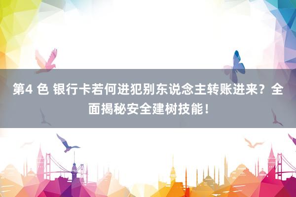 第4 色 银行卡若何进犯别东说念主转账进来？全面揭秘安全建树技能！