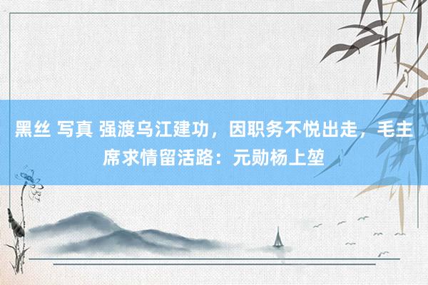 黑丝 写真 强渡乌江建功，因职务不悦出走，毛主席求情留活路：元勋杨上堃