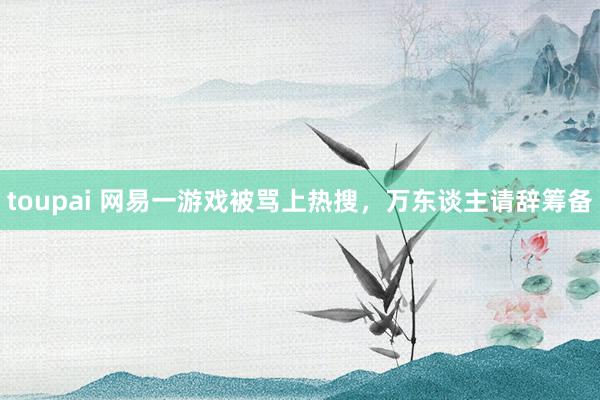 toupai 网易一游戏被骂上热搜，万东谈主请辞筹备
