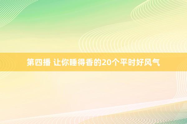 第四播 让你睡得香的20个平时好风气