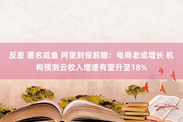反差 匿名咸鱼 阿里财报前瞻：电商老成增长 机构预测云收入增速有望升至18%