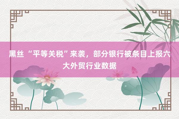 黑丝 “平等关税”来袭，部分银行被条目上报六大外贸行业数据