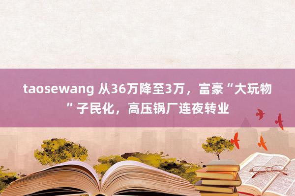 taosewang 从36万降至3万，富豪“大玩物”子民化，高压锅厂连夜转业