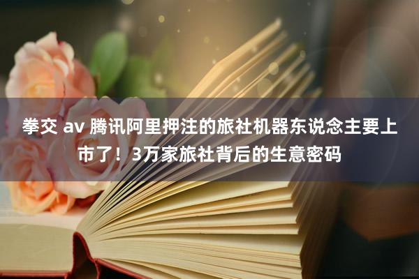 拳交 av 腾讯阿里押注的旅社机器东说念主要上市了！3万家旅社背后的生意密码