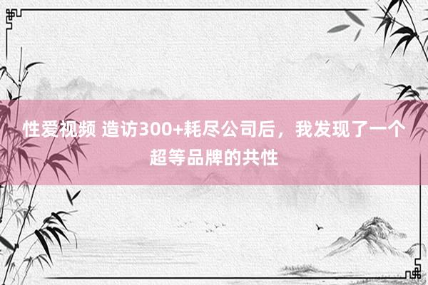 性爱视频 造访300+耗尽公司后，我发现了一个超等品牌的共性