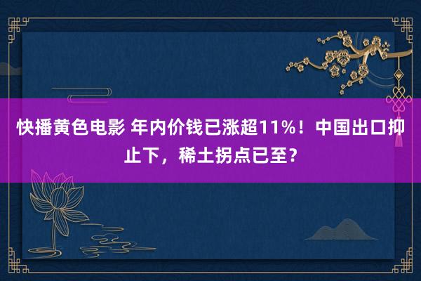快播黄色电影 年内价钱已涨超11%！中国出口抑止下，稀土拐点已至？